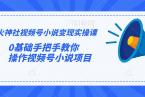 火神社视频号小说变现实操课：0基础手把手教你操作视频号小说项目