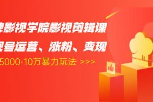 卡牌影视学院影视剪辑课：影视号运营、涨粉、变现、月入5000-10万暴力玩法