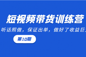 短视频带货训练营：听话照做，保证出单，做好了收益巨大（第10期）