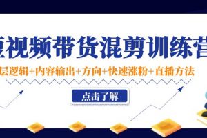 短视频带货混剪训练营：底层逻辑+内容输出+方向+快速涨粉+直播方法