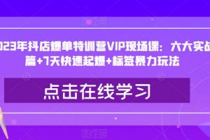 2023年抖店爆单特训营VIP现场课：六大实战篇+7天快速起爆+标签暴力玩法