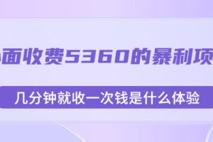 外面收费5360的暴利项目，几分钟就收一次钱是什么体验，附素材【揭秘】