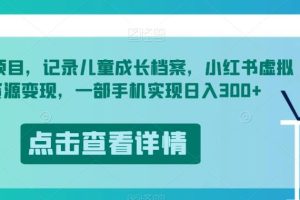 冷门项目，记录儿童成长档案，小红书虚拟资源变现，一部手机实现日入300+【揭秘】