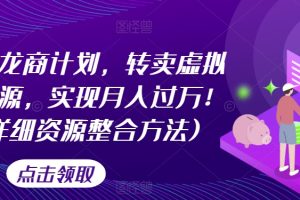 游戏回龙商计划，转卖虚拟游戏资源，实现月入过万！(超详细资源整合方法)