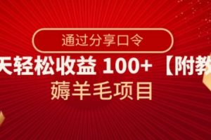 薅羊毛项目，靠分享口令，一天轻松收益100+【附教程】【揭秘】