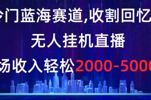 冷门蓝海赛道，收割回忆粉，无人挂机直播，单场收入轻松2000-5w+【揭秘】