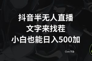 抖音半无人直播，文字来找茬小游戏，每天收益500+【揭秘】