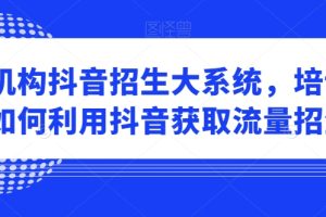 培训机构抖音招生大系统，培训机构如何利用抖音获取流量招生