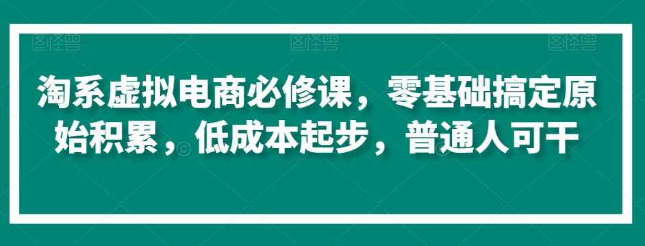 淘系虚拟电商必修课，零基础搞定原始积累，低成本起步，普通人可干