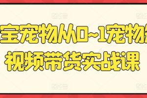 元宝宠物从0~1宠物短视频带货实战课