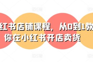 小红书店铺课程，从0到1教你在小红书开店卖货