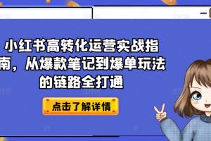 小红书高转化运营实战指南，从爆款笔记到爆单玩法的链路全打通