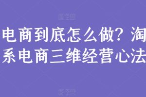 电商到底怎么做？淘系电商三维经营心法