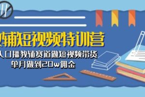 教辅短视频特训营： 素人口播教辅赛道做短视频带货，单月做到20w佣金