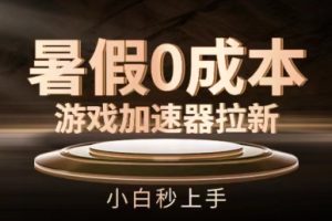 暑假0成本游戏加速器拉新，小白秒上手，无需投资【揭秘】