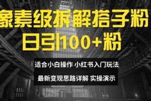 像素级拆解搭子粉，日引100+，小白看完可上手，最新变现思路详解【揭秘】