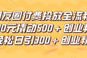 朋友圈高效付费投放全流程，100元撬动500+创业粉，日引流300加精准创业粉【揭秘】