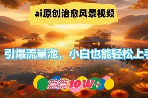 ai原创治愈风景视频，引爆流量池，小白也能轻松上手，篇篇10w+【揭秘】