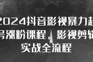 2024抖音影视暴力起号涨粉课程，影视剪辑搬运实战全流程