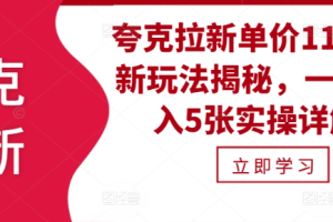 夸克拉新单价11米最新玩法揭秘，一天收入5张实操详解