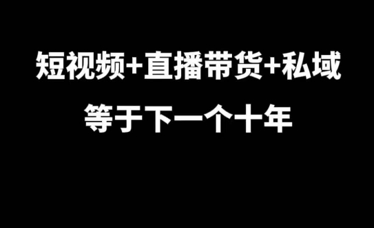 短视频+直播带货+私域等于下一个十年，大佬7年实战经验总结