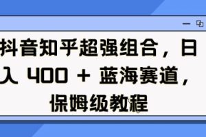 抖音知乎超强组合，日入4张， 蓝海赛道，保姆级教程