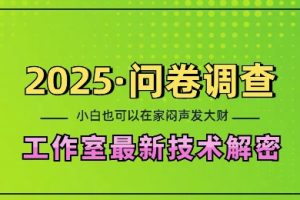 2025问卷调查最新工作室技术解密：一个人在家也可以闷声发大财，小白一天2张，可矩阵放大【揭秘】