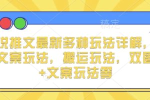 小说推文最新多种玩法详解，实况文案玩法，搬运玩法，双图片+文案玩法等