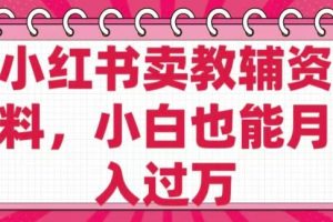 小红书卖教辅资料，0 成本，纯利润，售后成本极低，小白也能月入过W